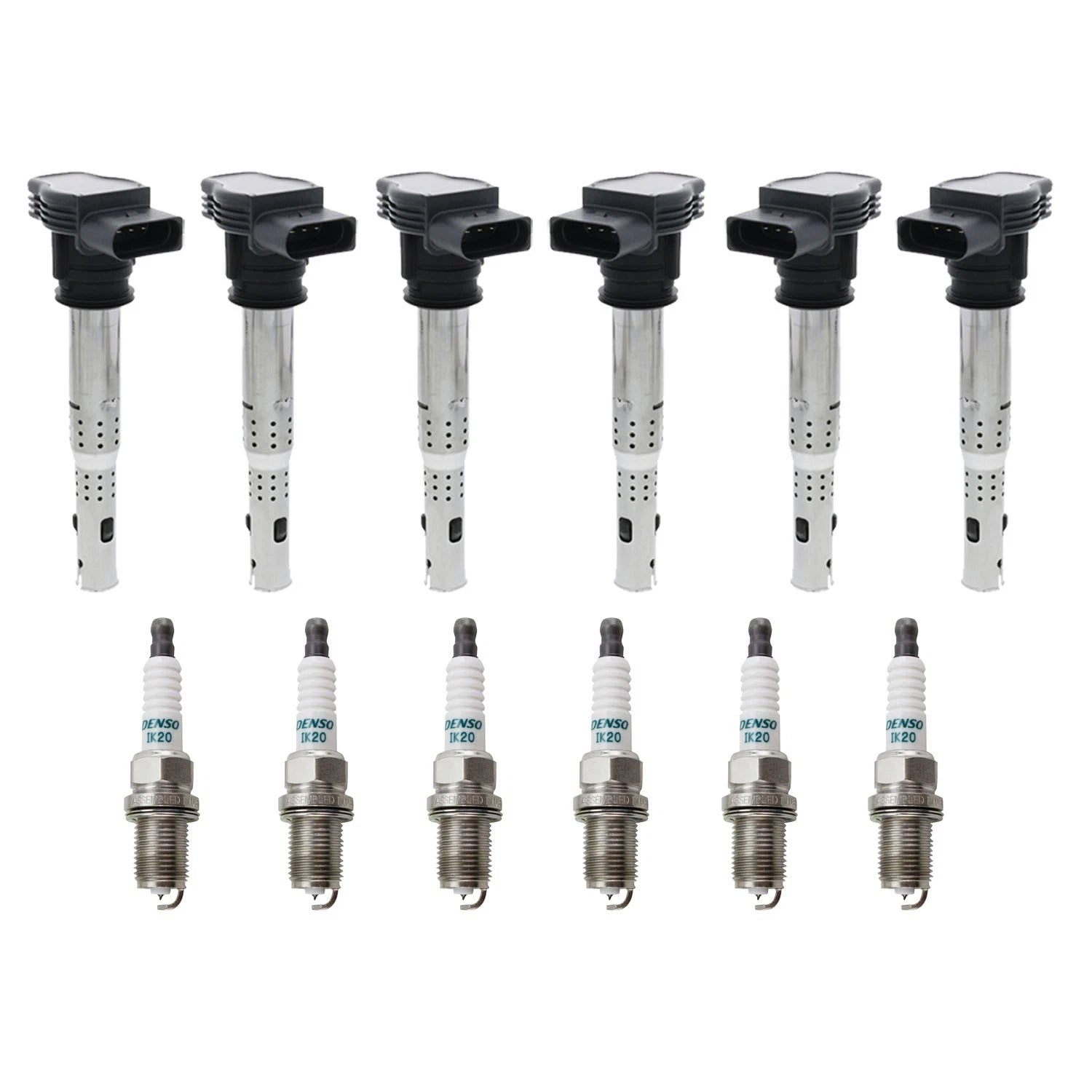 Set of 6 Ignition Coils & Denso Iridium Spark Plugs for Audi Q5 (2009–2017)