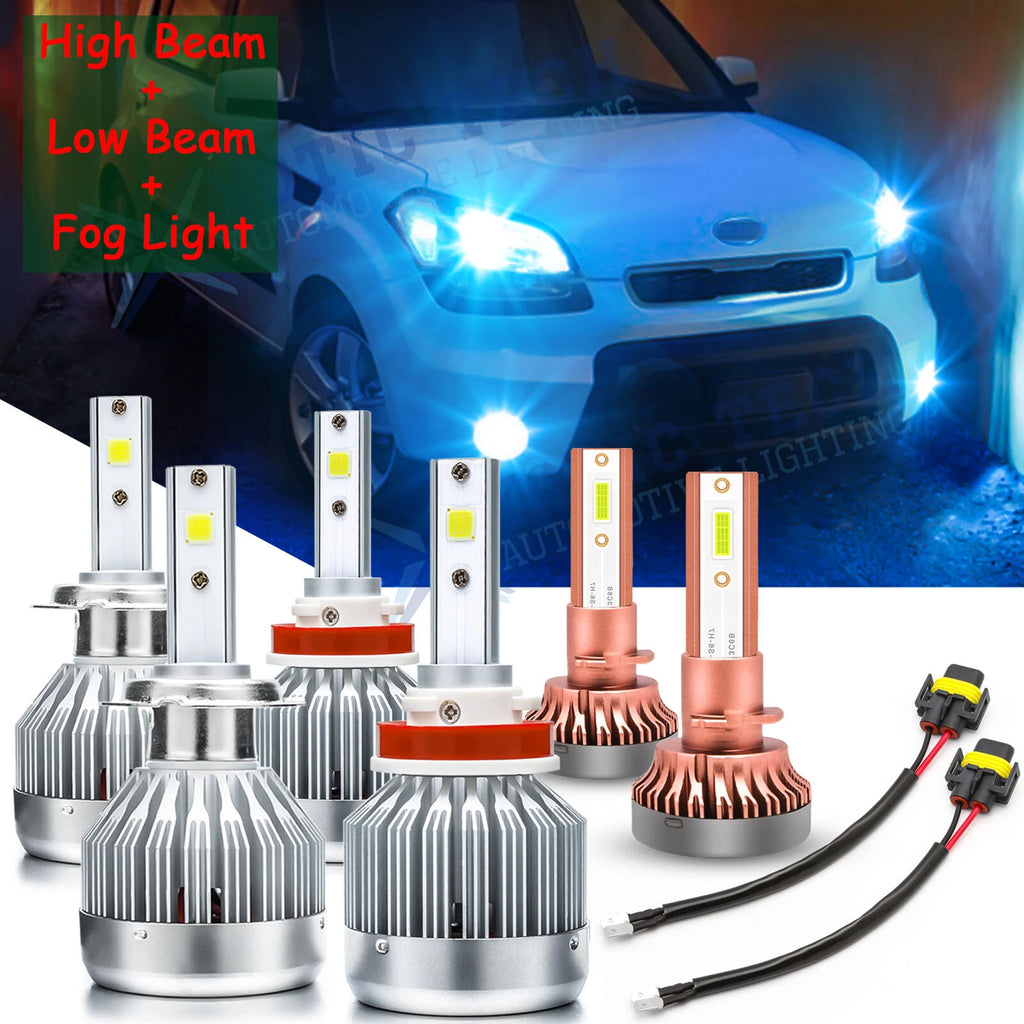 Ice Blue LED Headlight & Fog Light Bulbs for Kia Soul (2012–2013)