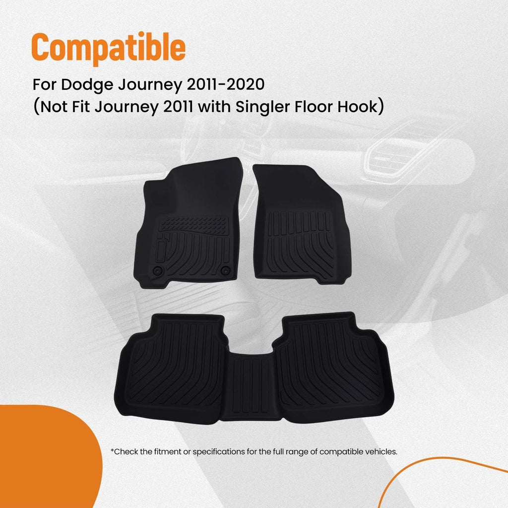 Set of 4 Black TPE All-Weather Floor Mats for Dodge Journey (2011–2020)