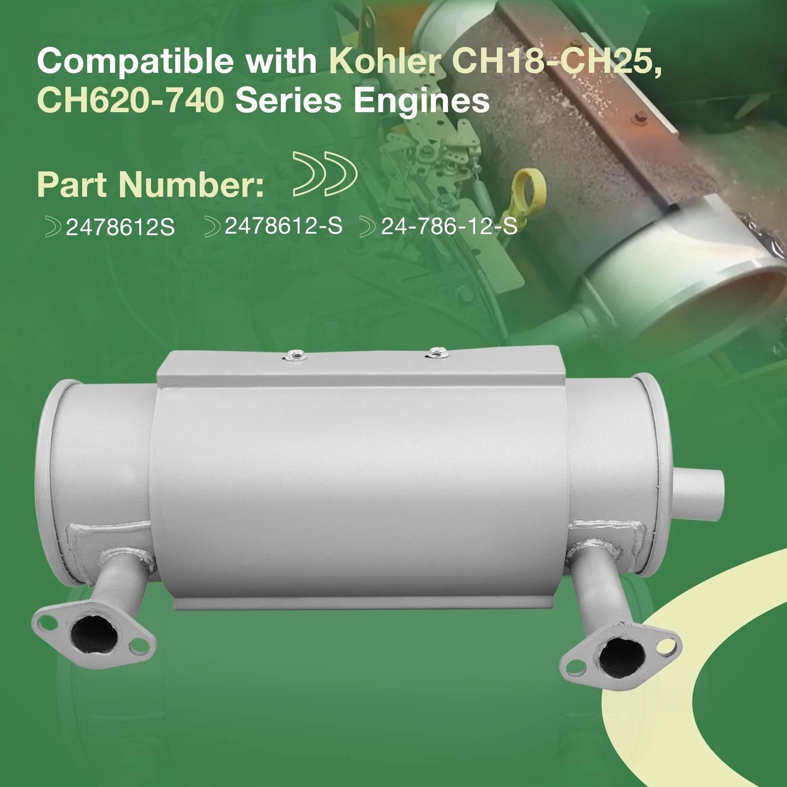 Left Side Muffler for Kohler CH18 CH20 CH22 CH25 CH620 CH730 CH740 (2478612-S)