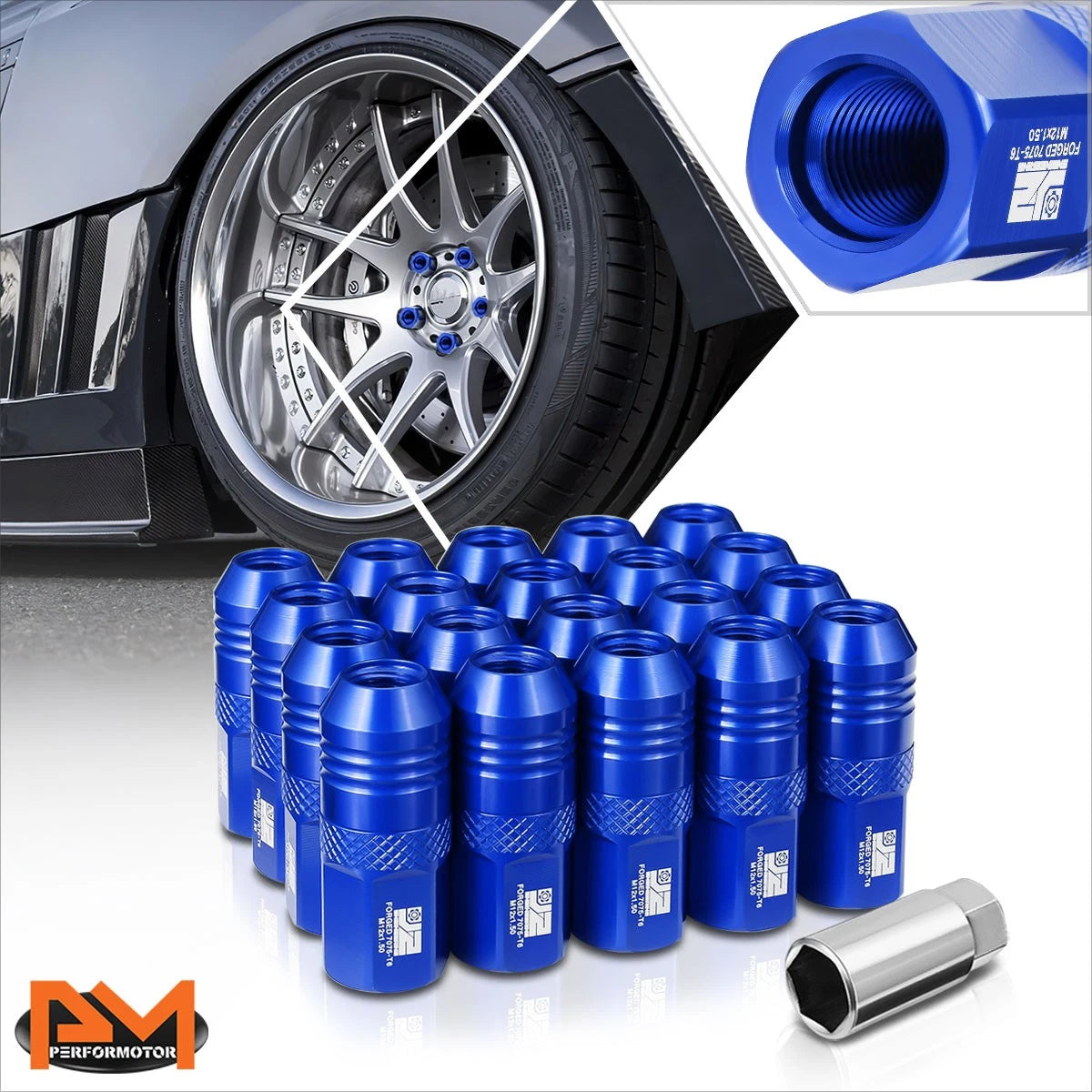 20Pcs M12x1.5 Open End Knurled Acorn Lug Nuts for Universal Fit