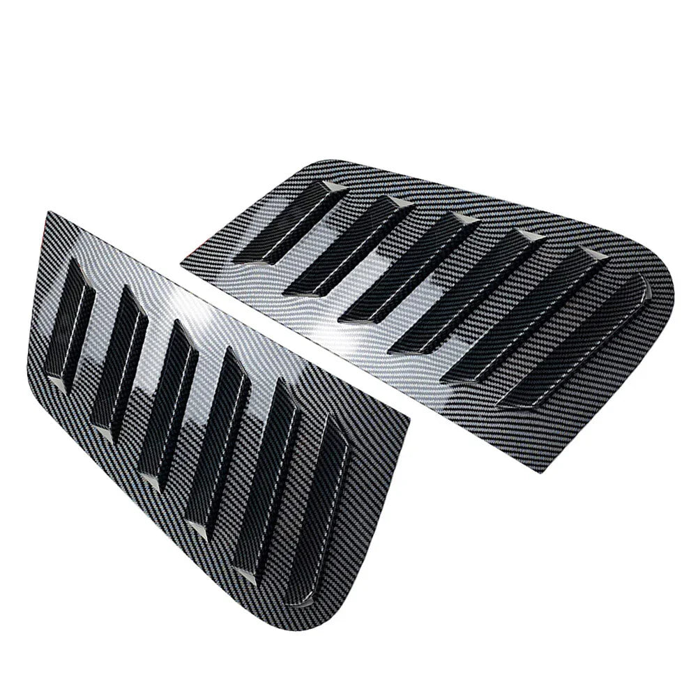 Rear Window Louver Vent Cover Trim for VW Polo 2001-2009 Carbon Fiber Black