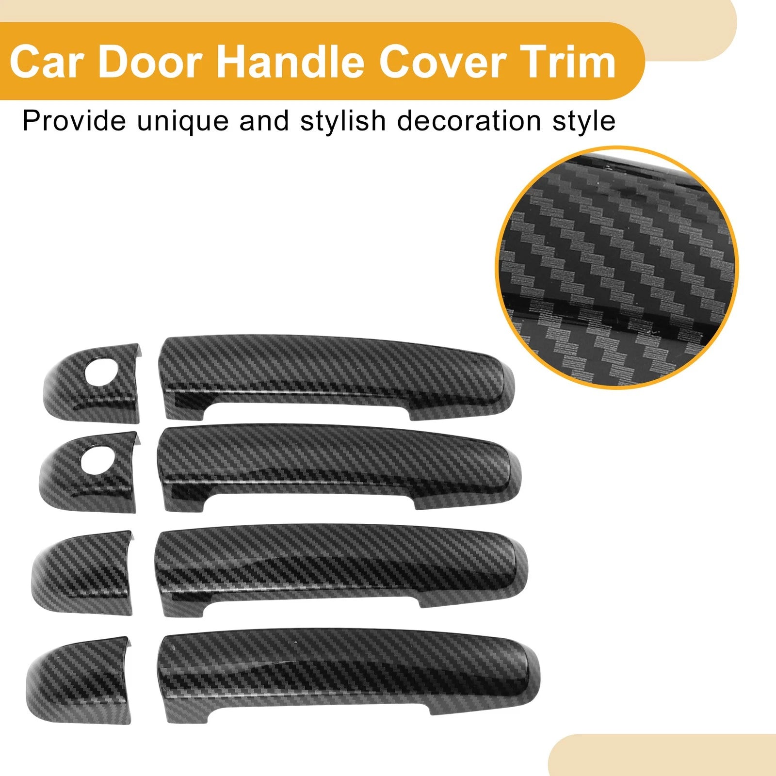 Car Door Handle Cover Trim for Suzuki Swift (2005–2017) Carbon Fiber Black