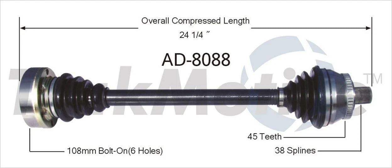 Front Left CV Axle Shaft for Audi S4 (2000–2002)