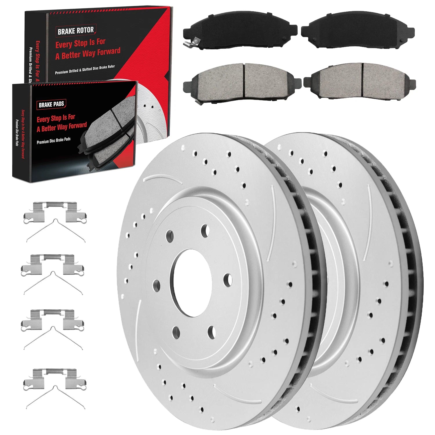 Front Drilled Rotors Brake Pads Kit for Nissan Pathfinder Frontier Xterra (2005–2019)