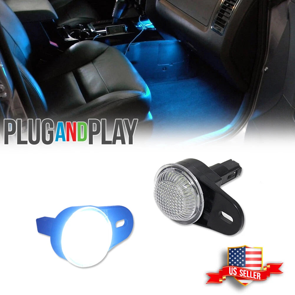 2X Ice Blue LED Courtesy Footwell Lights for Jeep Dodge Ram (1999–2019)