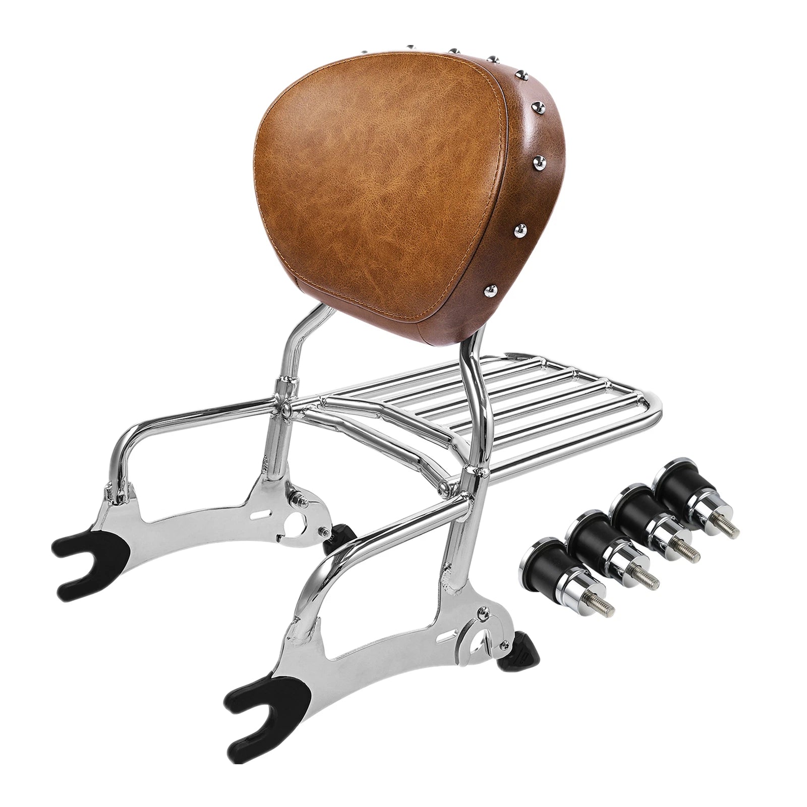 12" Backrest Sissy Bar Rack & Mounting Spools for Indian Chieftain (2014–2022)