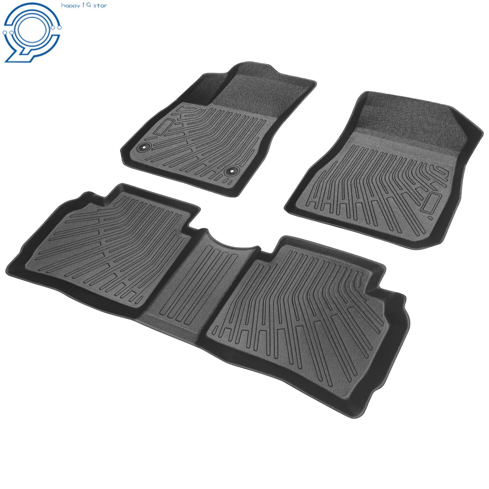 Set of 3 TPE Floor Liners for Chevrolet Malibu (2016–2025) Black Anti-Slip