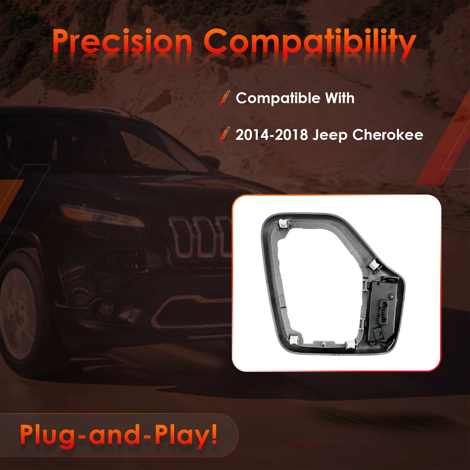 Gold Transmission Gear Shifter Bezel with Harness for Jeep Cherokee (2014–2018)