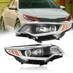 Set of 2 Halogen Headlights for Kia Optima (2016–2018) Chrome Housing