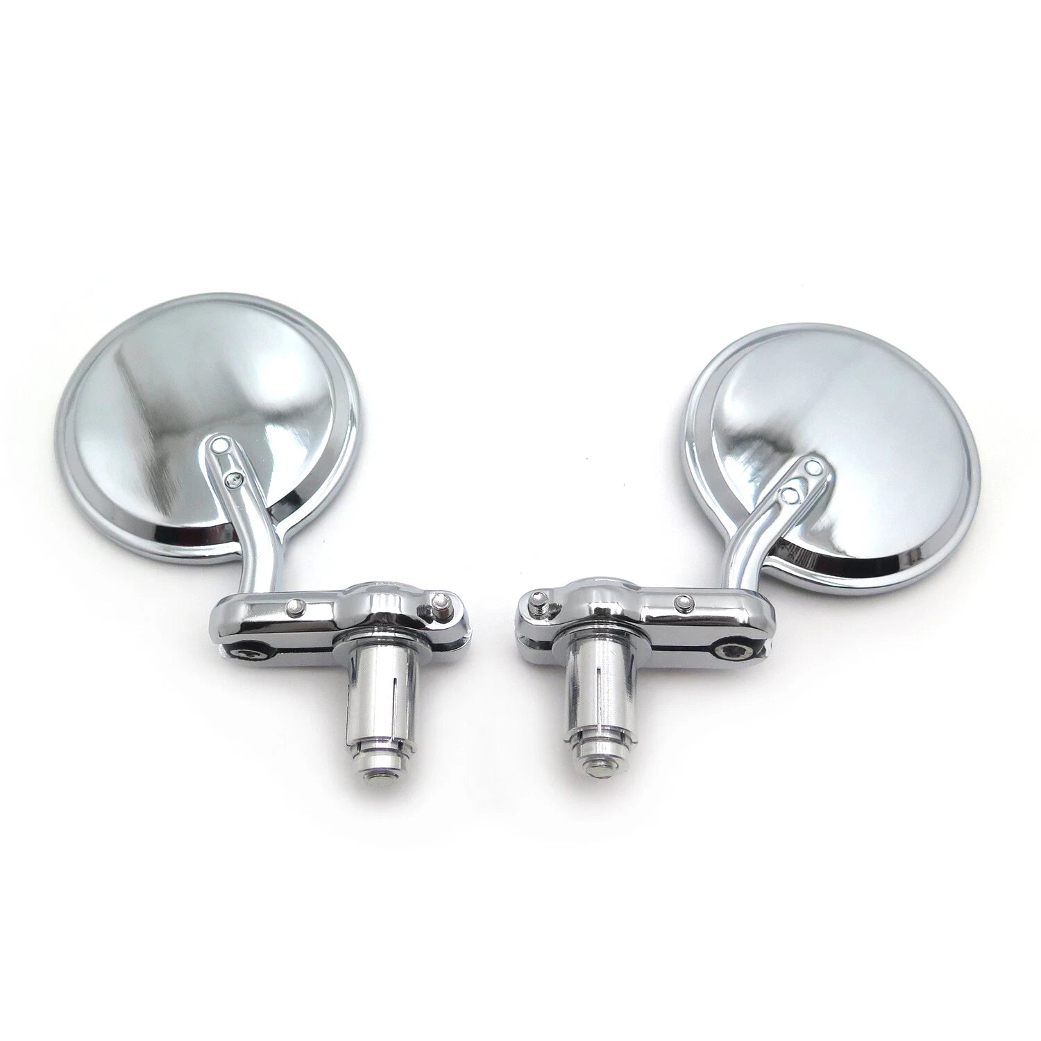 Pair Chrome Round 7/8" Handle Bar End Side Mirrors for Universal Motorcycles