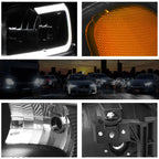 LED DRL Headlight Set for Yukon XL/Sierra Denali (2000–2006) w/ Bumper Lamps Black/Amber