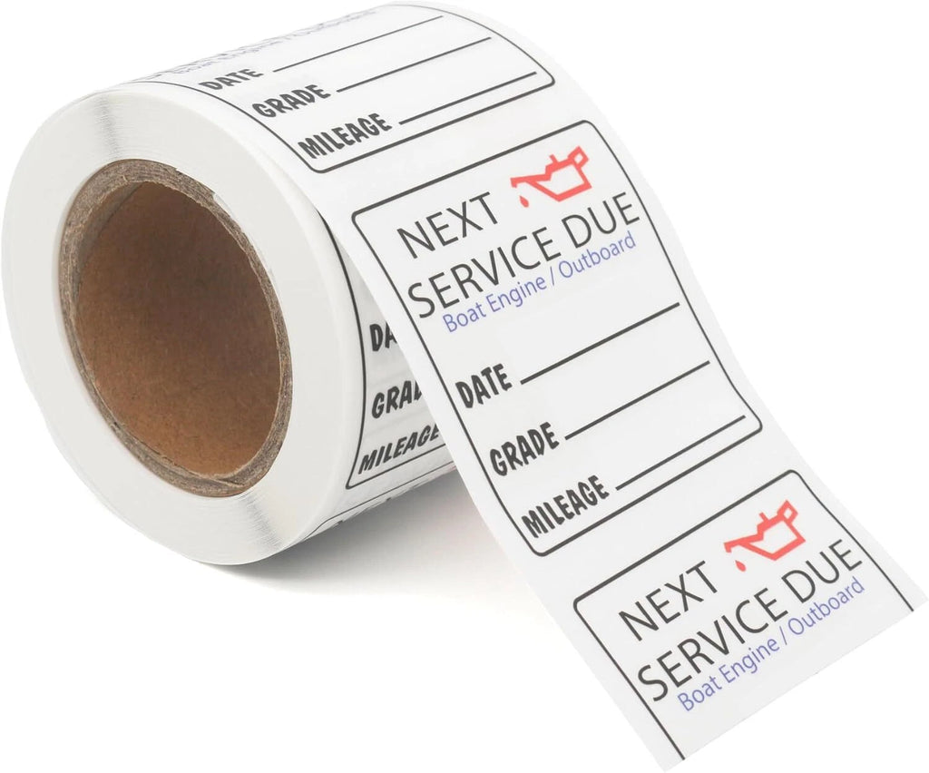 2" x 2" Waterproof Oil Change Reminder Labels for Marine