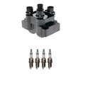 Hitachi Ignition Coil & 4 Denso Iridium Spark Plugs for Mazda 626 (1998–2002)