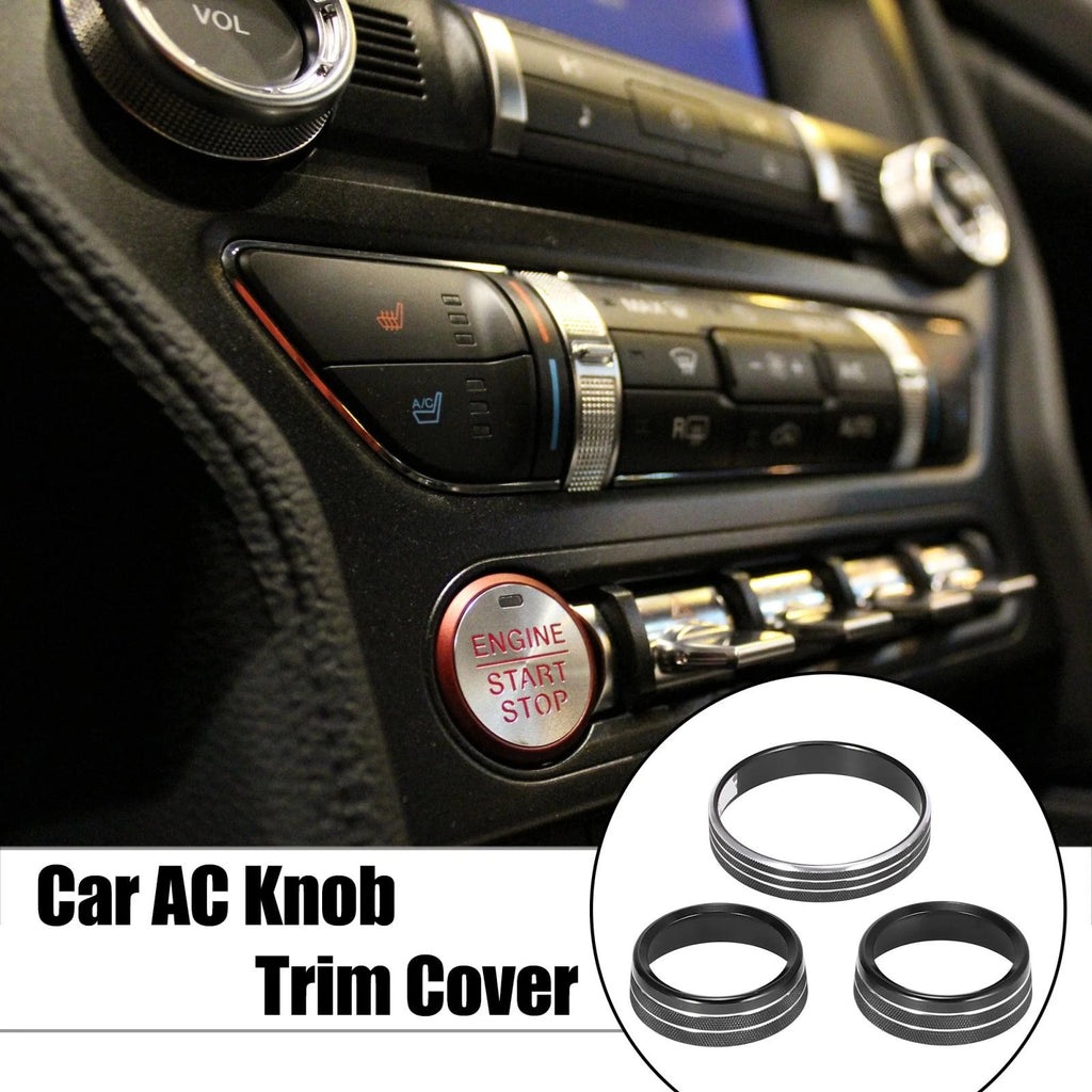 3X Headlight Volume Tune Knob Cover for Ford Mustang (2015–2020) Black