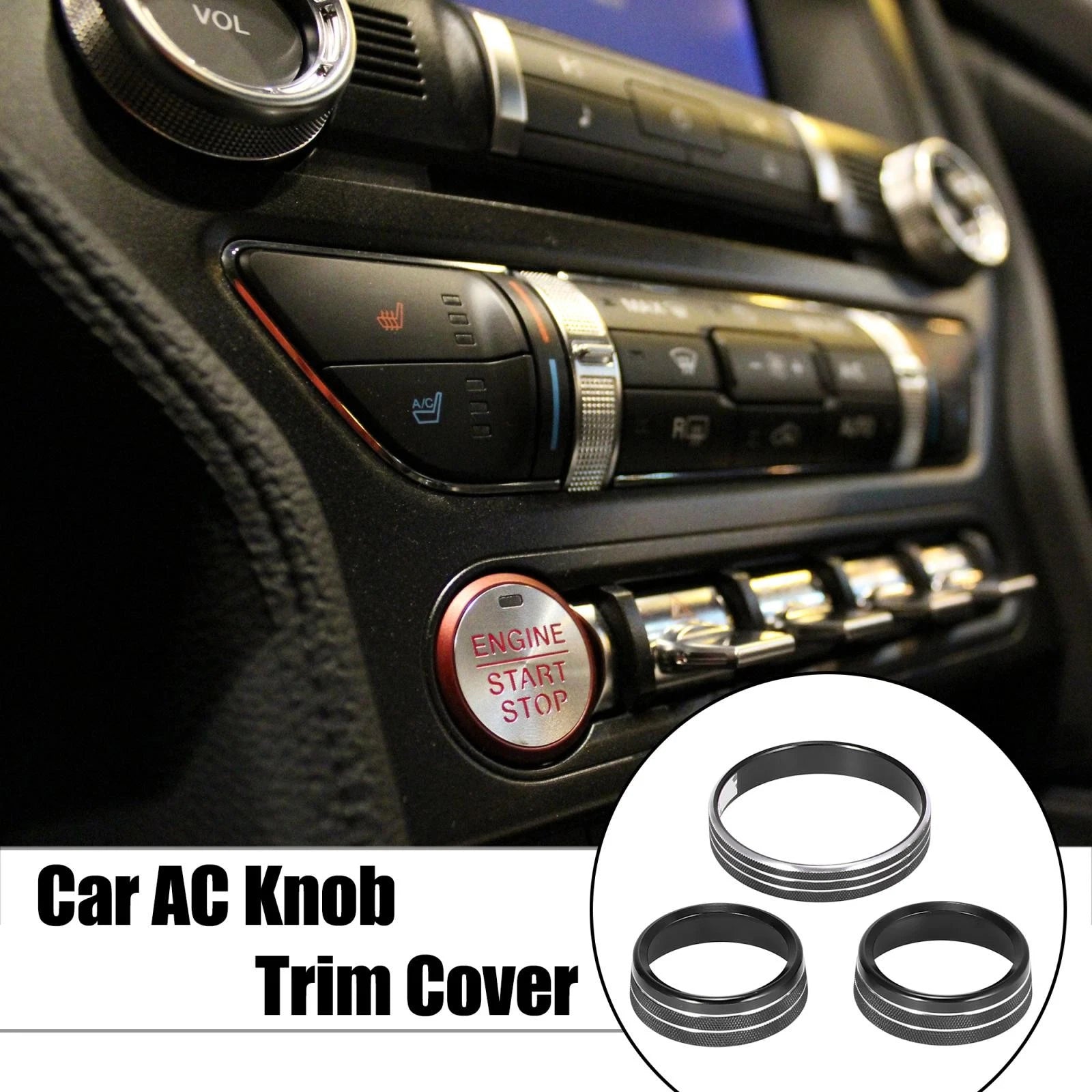 3X Headlight Volume Tune Knob Cover for Ford Mustang (2015–2020) Black