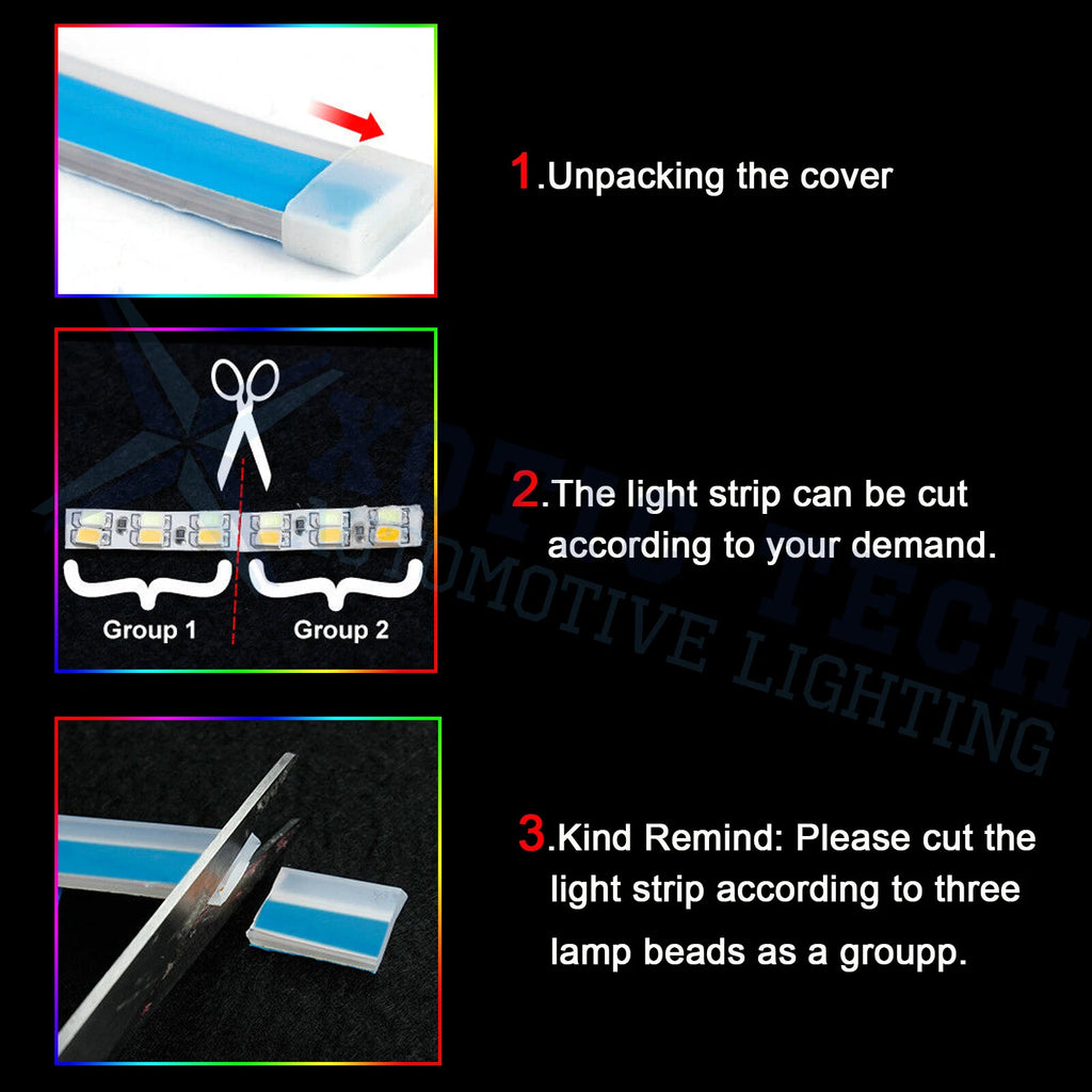 2PCS 24" RGB Slim Sequential Flexible LED DRL Turn Signal Strip for Universal (-)