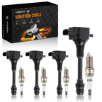 Set of 4 Ignition Coils & Spark Plugs for Nissan Sentra L4 1.8L (2002–2006) UF351