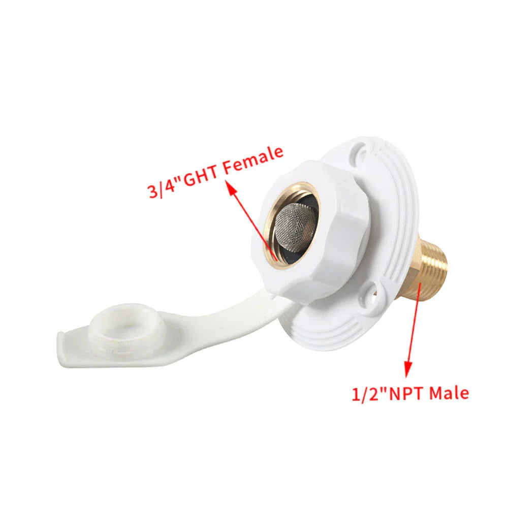 Brass Water Fill Inlet Flange with Check Valve for RV Camper
