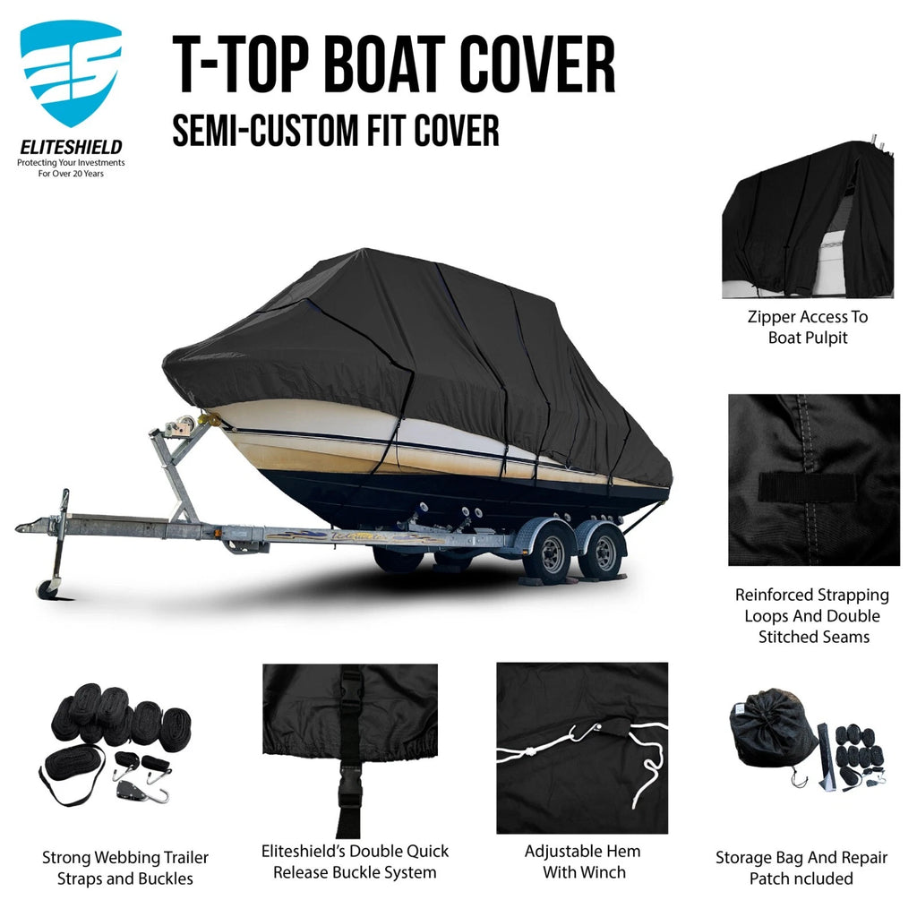 Boat Cover for Century 2400 Walk Around Cuddy (Black)