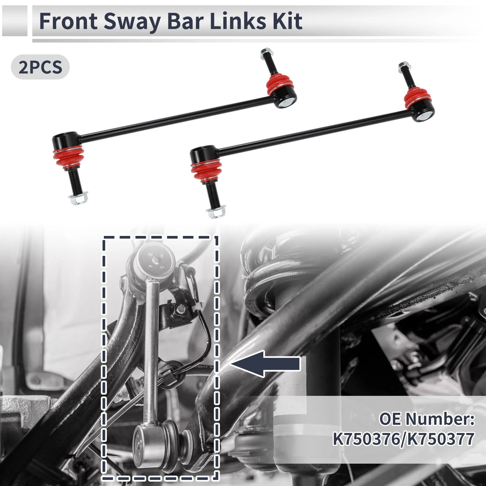 Set of 2 Front Stabilizer Bar Links for Ford Flex (2009) No.K750376/K750377