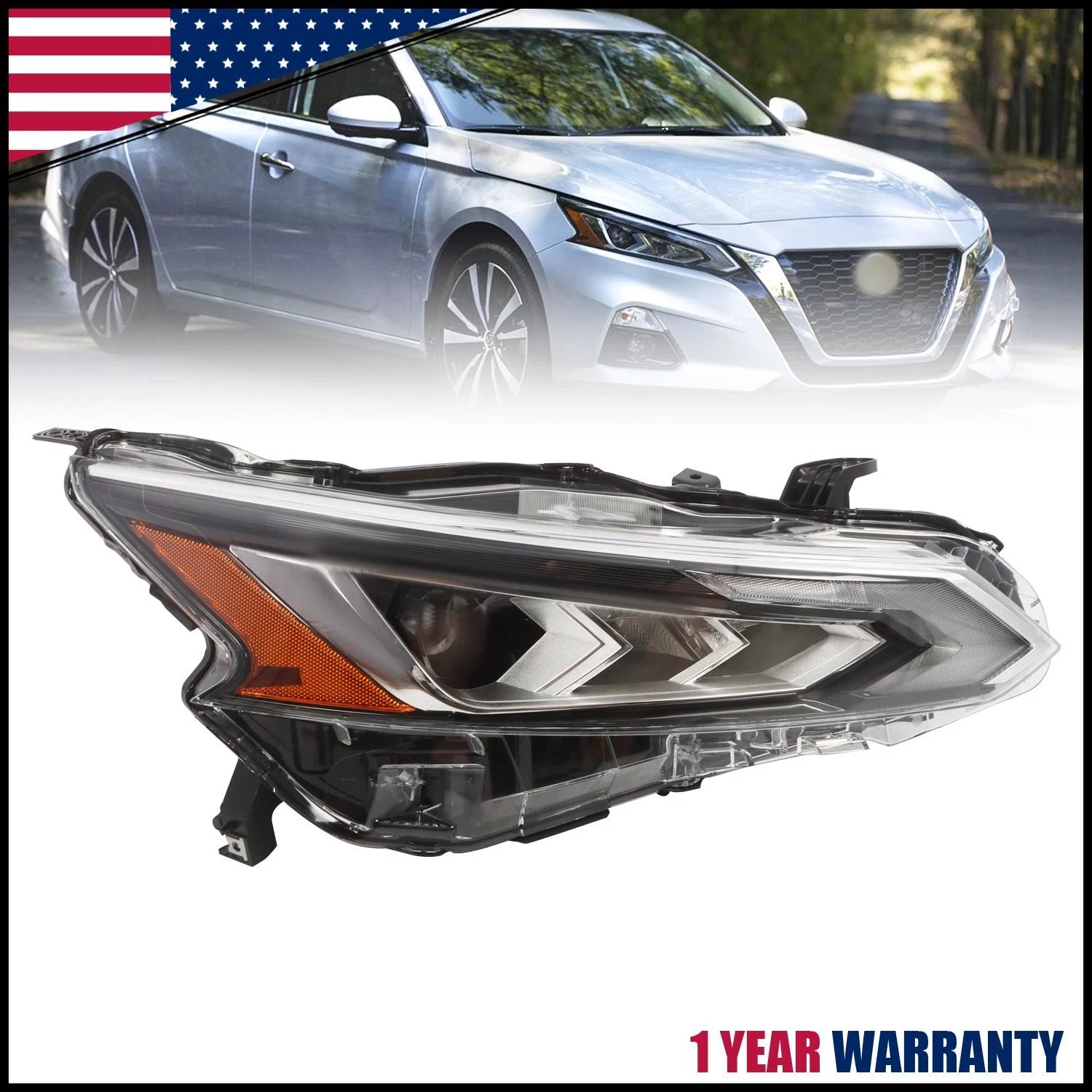 LED Projector Headlight Chrome for Nissan Altima (2019–2022)