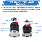 Set of 4 Front Upper & Lower Ball Joints for Honda Accord (1998–2002) No.K90336