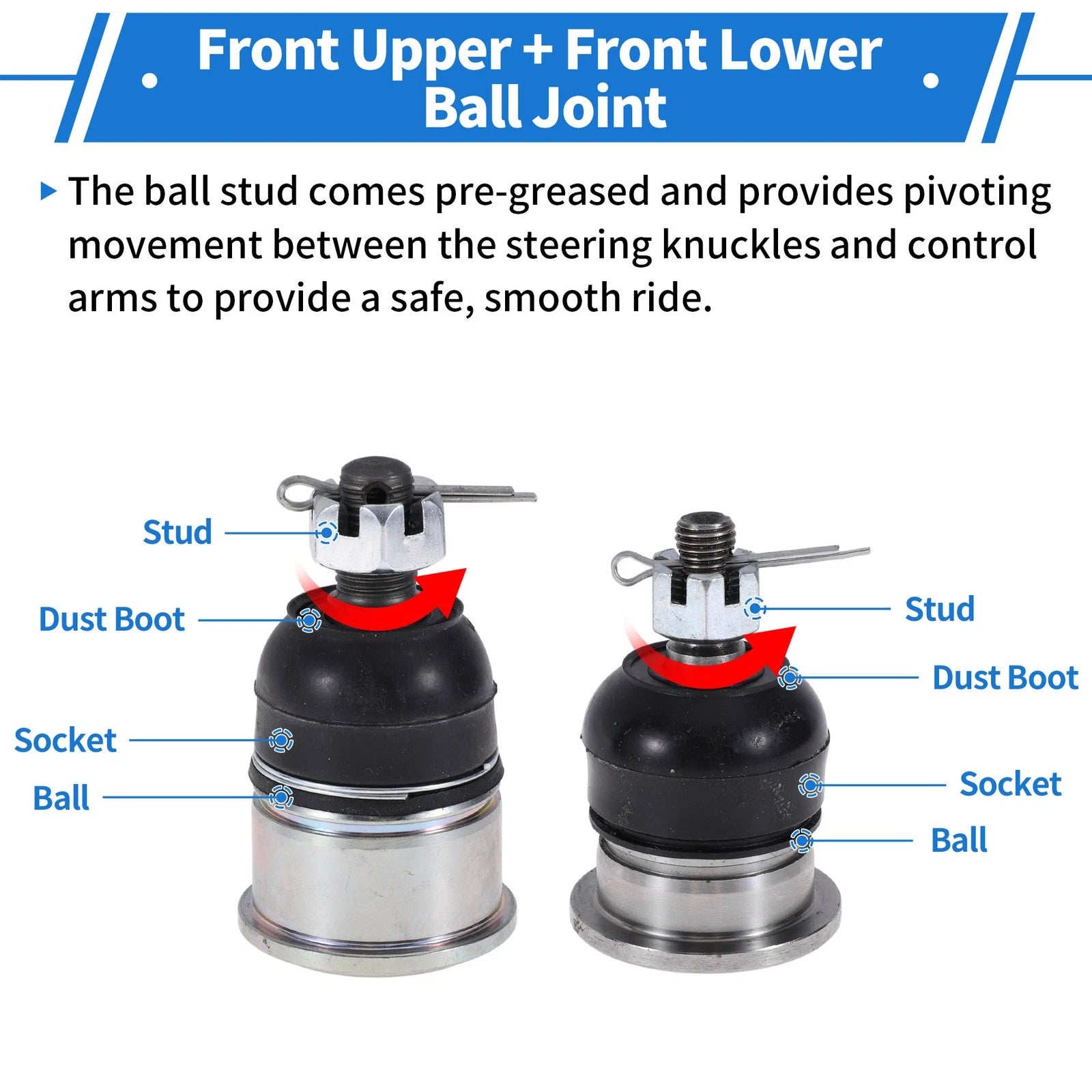 Set of 4 Front Upper & Lower Ball Joints for Honda Accord (1998–2002) No.K90336