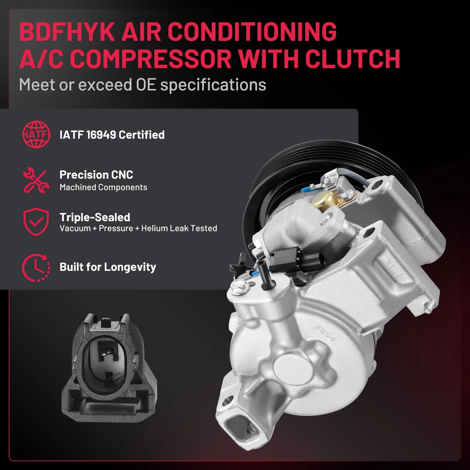 A/C Compressor with 120mm Pulley for Honda HR-V (2016–2022) CO29325C