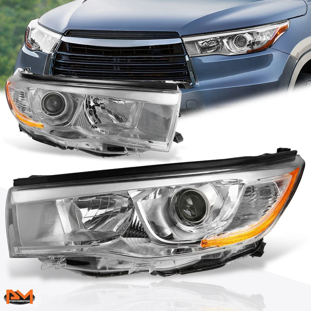 Projector Headlight Replacement for Highlander (2014–2016) Chrome Housing Amber Corner