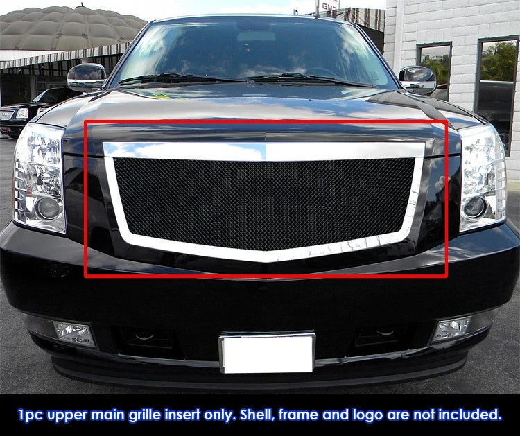 Stainless Grille Insert for Cadillac Escalade (2007-2014) Black Mesh Chrome Frame