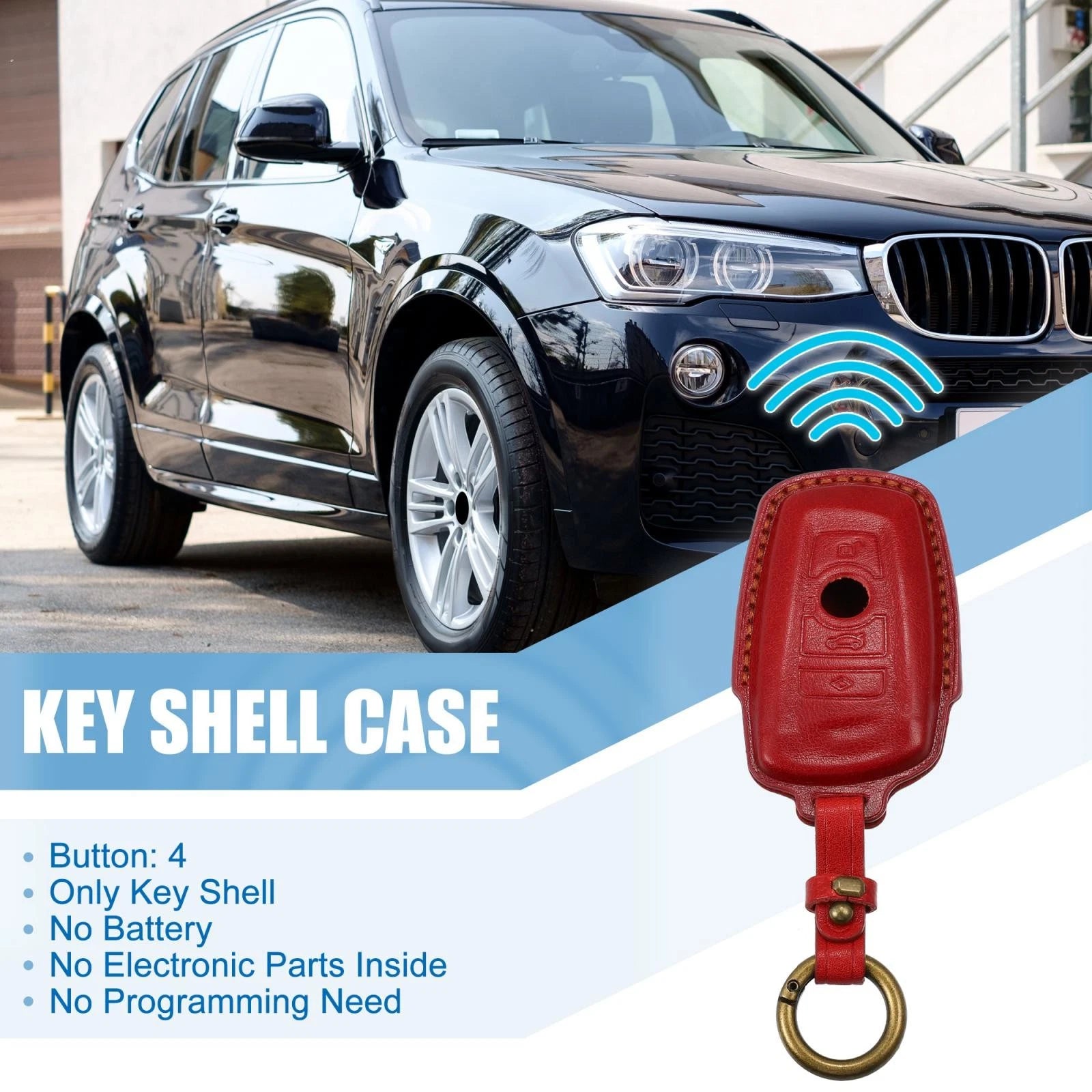 Car Remote Key Fob Case Cover 4 Button for BMW  - Blue
