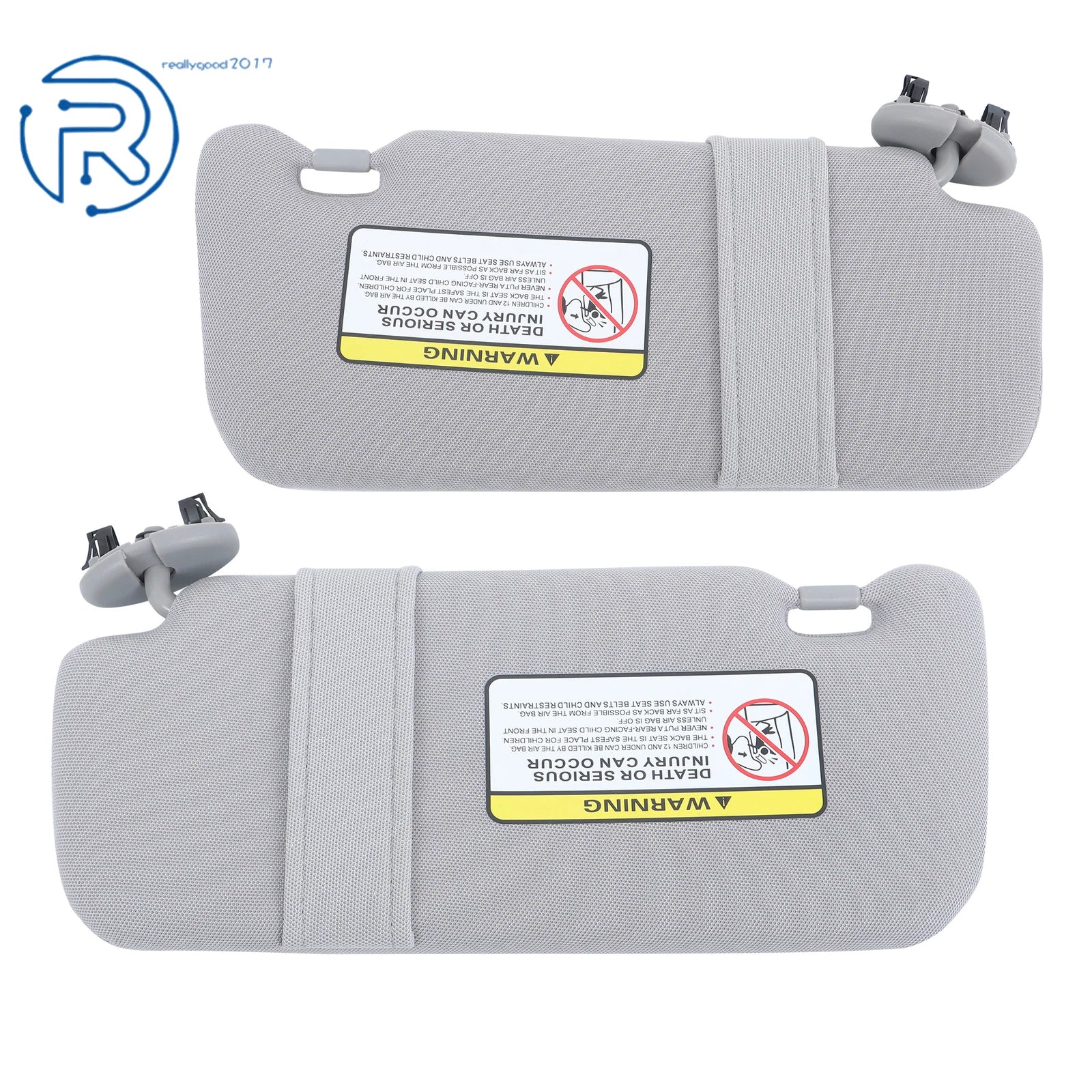 Set of 2 Sun Visors for Toyota Corolla (2009-2013) Gray Plastic