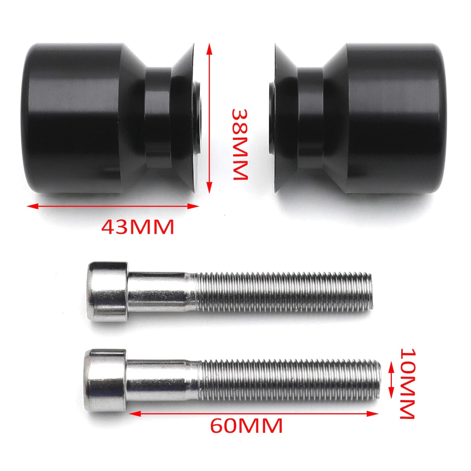 Black Swingarm Spool 10mm Thread for Kawasaki Ninja 250R (2008–2011) / 650R (2006–2011) / ZX-10R