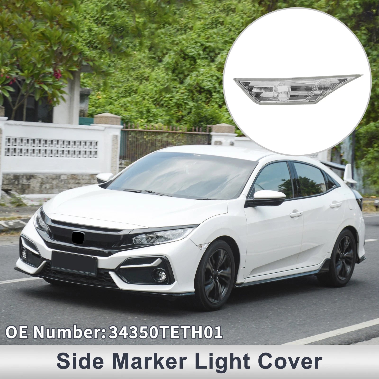 1pc Left Side Marker Light Cover for Honda Civic (2016–2021) No. 34350TETH01 Clear