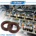Set of 2 Oil Seal Rotary Shaft Seal FKM Rubber 20x32x7mm