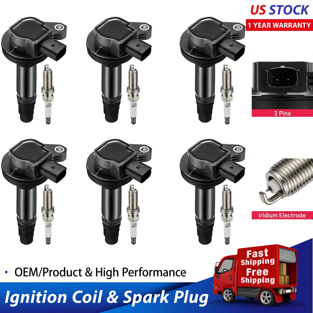 6PCS Ignition Coil & Spark Plug Set for 2011–2017 Ford Explorer Edge V6 3.5L