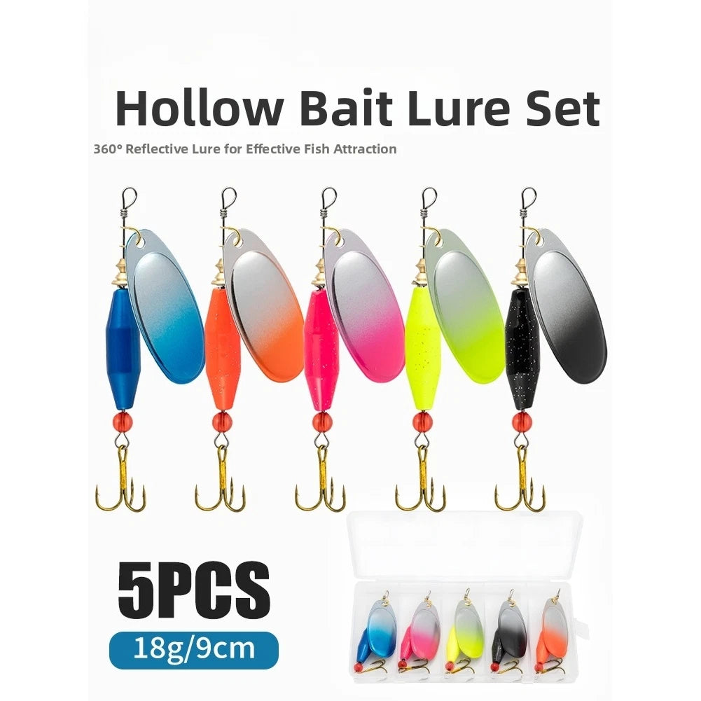 5PCS Spinner Bait Lures with Treble Hook for Fishing