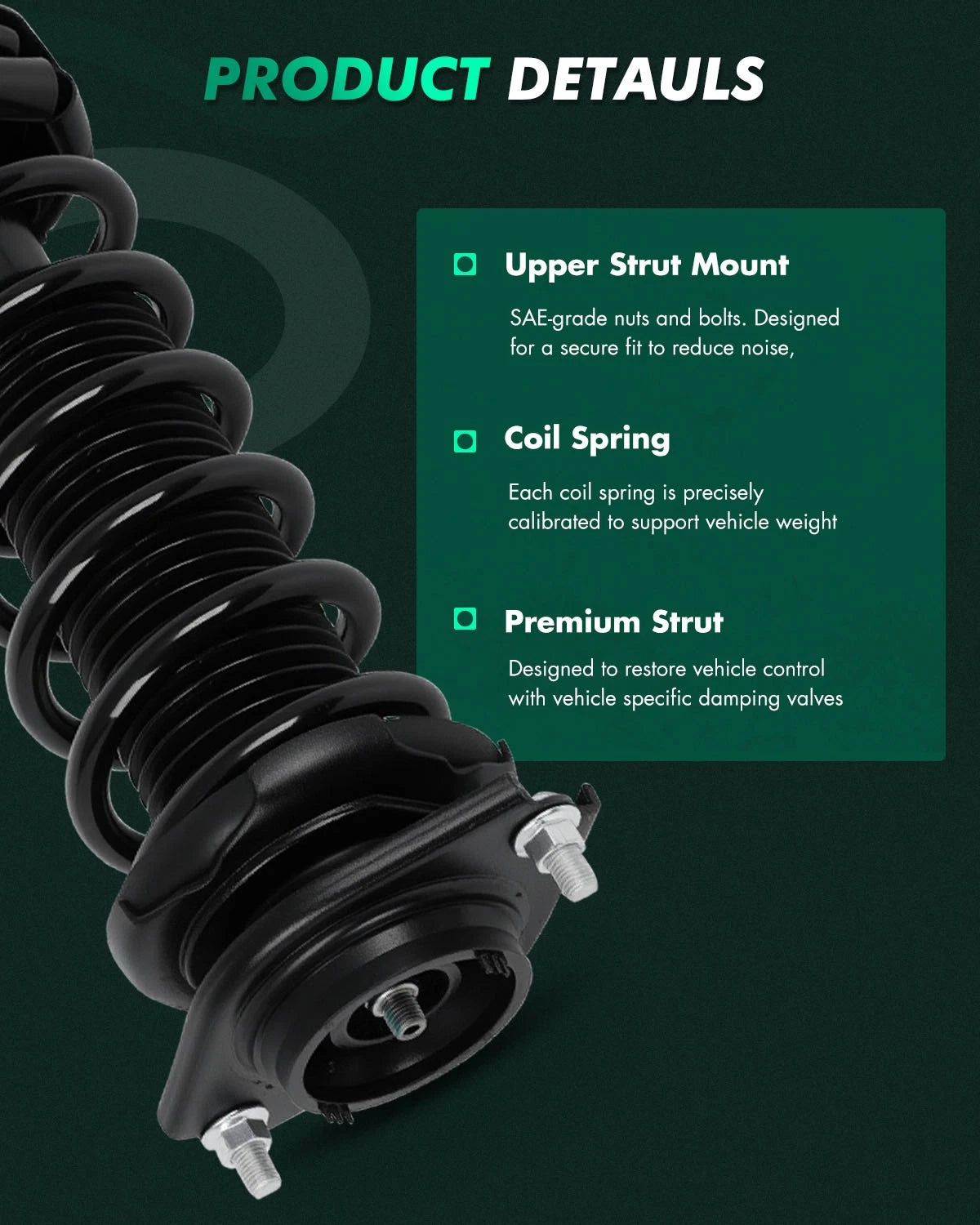 Rear Complete Strut Shock w/ Spring Assembly for Subaru Forester (2014–2016)