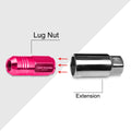 20Pc M12X1.25 Pink JDM Closed End Cone Hex Wheel Lug Nuts + Extension 20mmx50mm