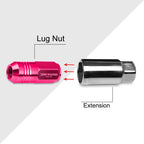 20Pc M12X1.25 Pink JDM Closed End Cone Hex Wheel Lug Nuts + Extension 20mmx50mm