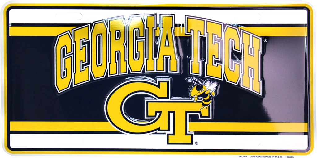 Georgia Tech License Plate Tag for GT Yellow Jackets (Metal Sign)