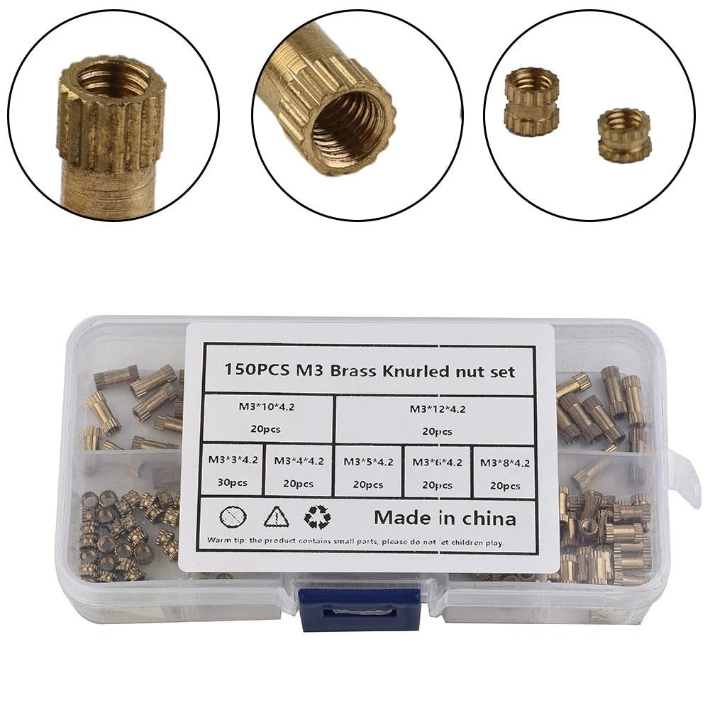 M3x3-12mm Brass Metric Threaded Heat Insert Metal Nut Assortment