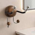 Wall Mounted Hair Dryer Rack for Universal Use (Stainless Steel, Walnut)