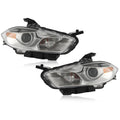 Set of 2 Halogen Headlights with Bulb for Dodge Dart (2013–2016) Chrome Trim