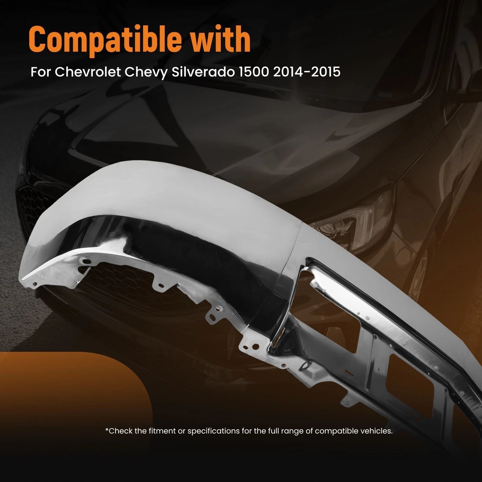 Chrome Split Steel Bumper for Chevrolet Silverado 1500 (2014–2015) GM1002844