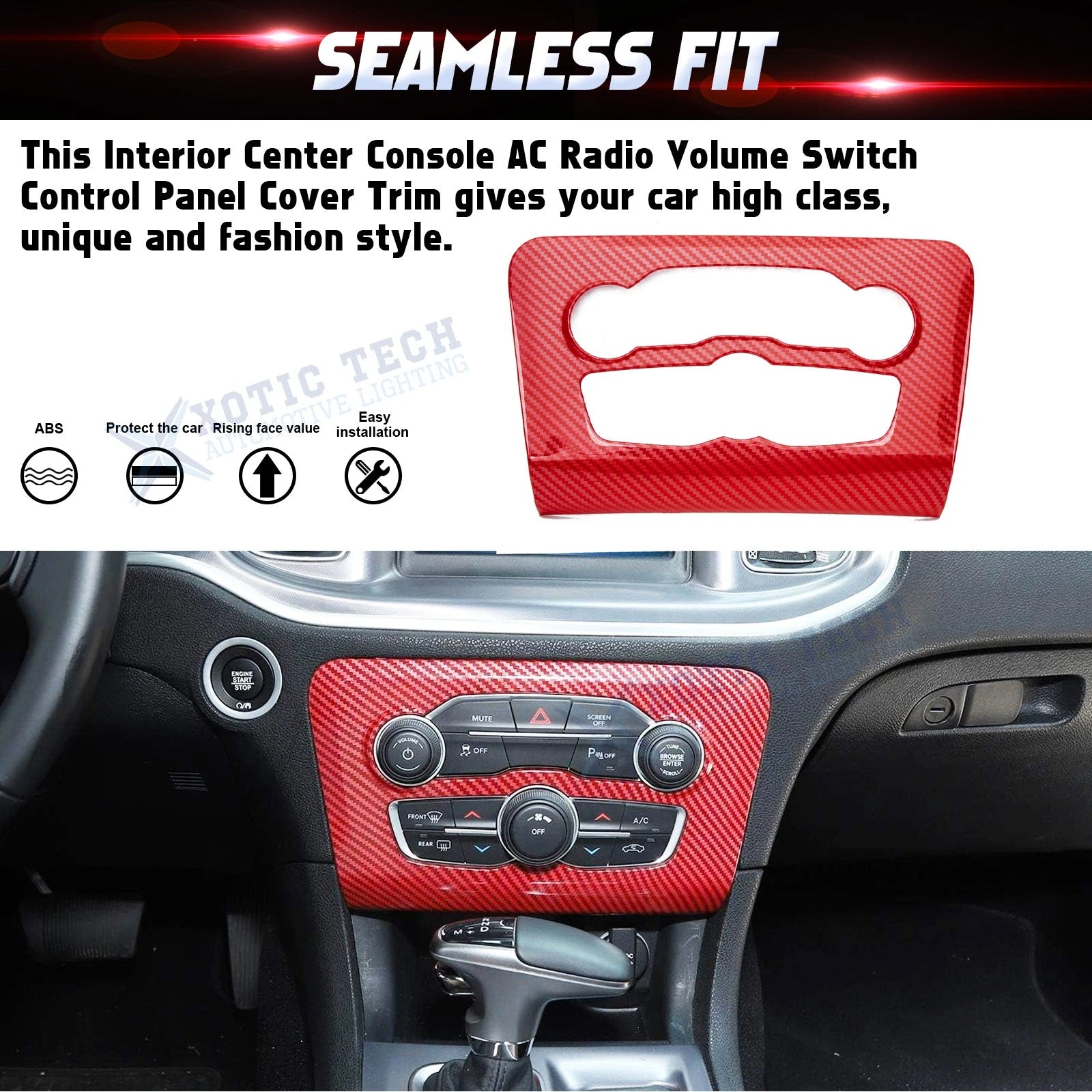 Carbon Fiber Look AC Switch Panel Cover for Dodge Charger (2015-2023)