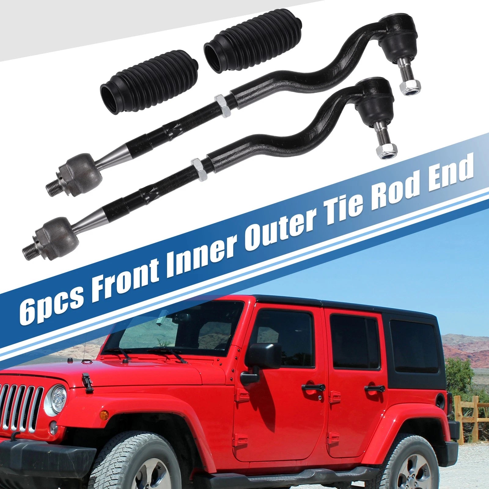 6pcs Front Inner Outer Tie Rod End Link for Dodge Durango (2011–2015)