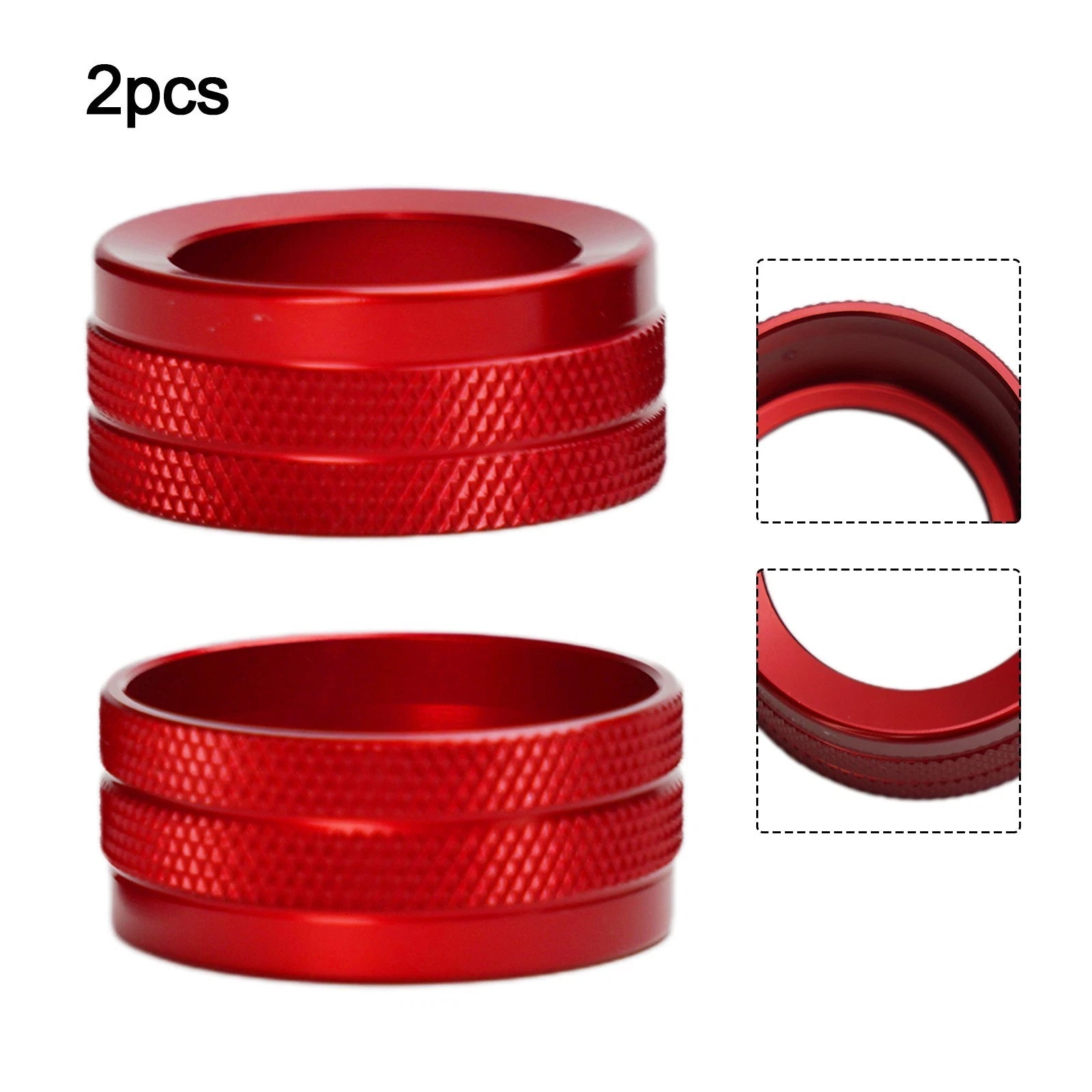 2X Alloy Radio Switch Knob Covers for Car (Universal Fit) Red