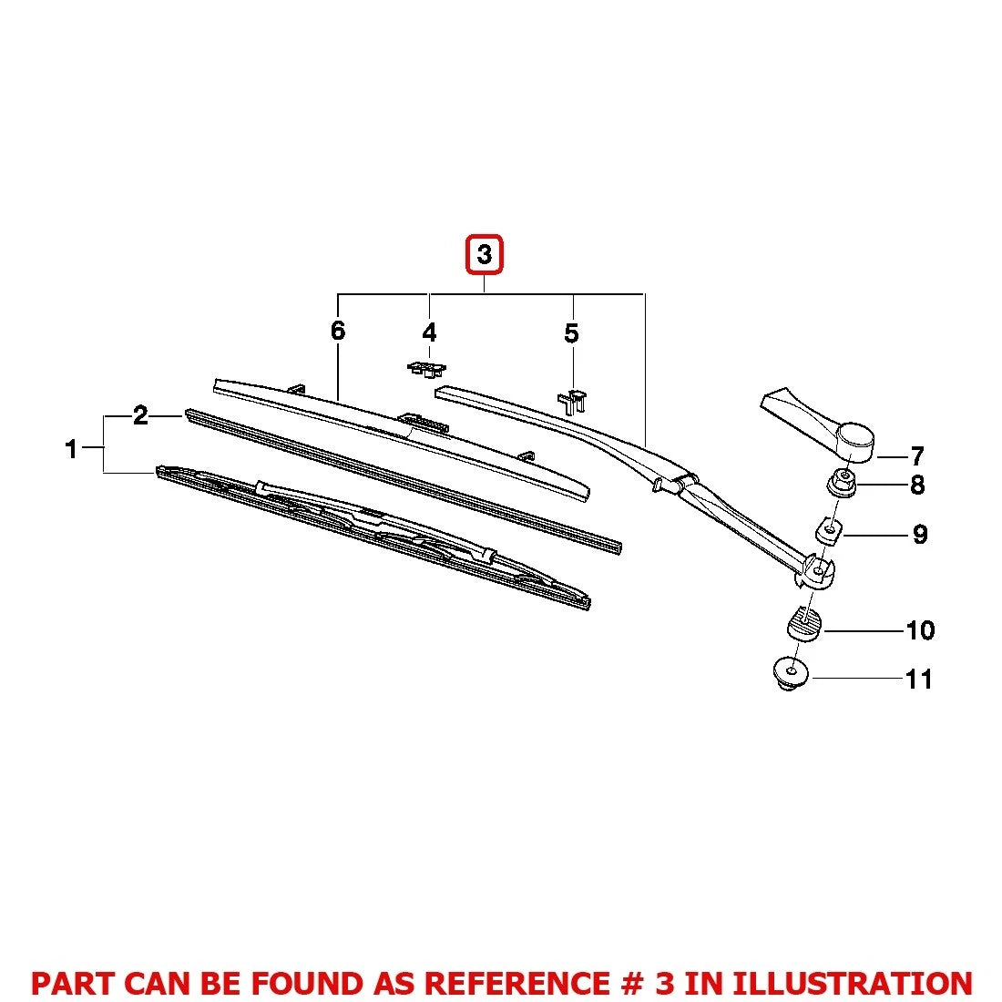 Driver Left Windshield Wiper Arm for BMW 525i 528i 530i 540i M5 (2001–2007)